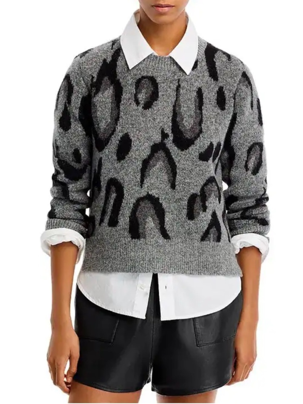 NWT AQUA Leopard Crewneck Sweater